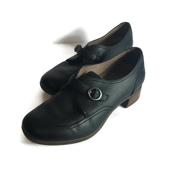Dansko Black Livie Monk Strap Wingtip Loafers Size 6.5/7 Staple‎ Capsule Office - Picture 1 of 6